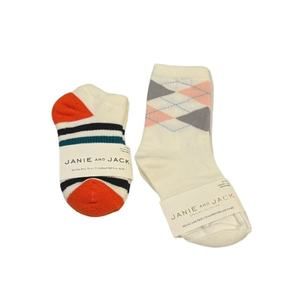 Janie and Jack Boy’s Assorted Socks - Set of 2 Size 2-3T